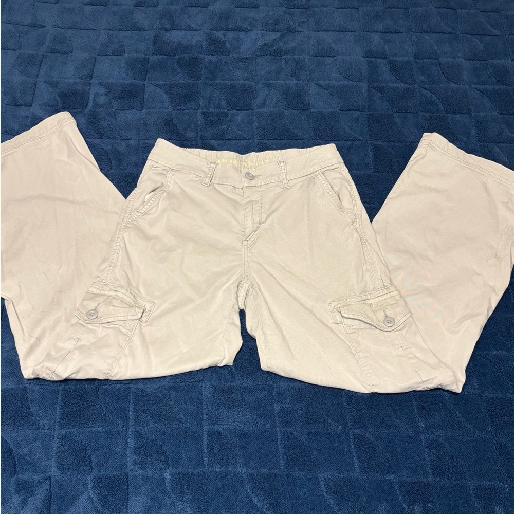 American Eagle Women Light Blue Mid Rise Baggy Wide Leg Pants